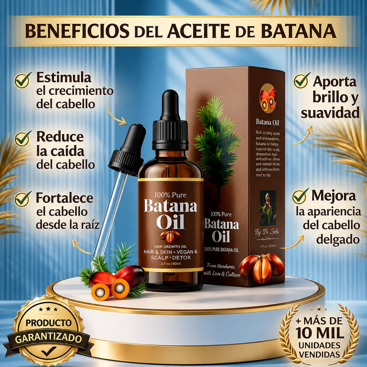 Aceite de batana para el crecimiento del cabello Refinado 100% Puro