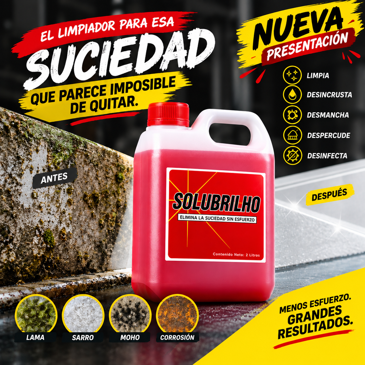 QUITA SARRO Y LIMPIA JUNTAS- SOLUBRILHO 2L NUEVA PRESENTACIÓN